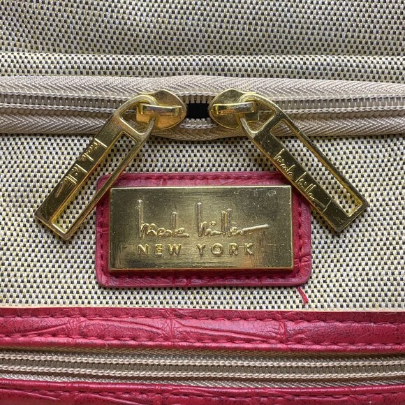 Nicole Miller Womens Beige & Red Rolling Tote Bag With Front Pocket - Picture 6 of 15